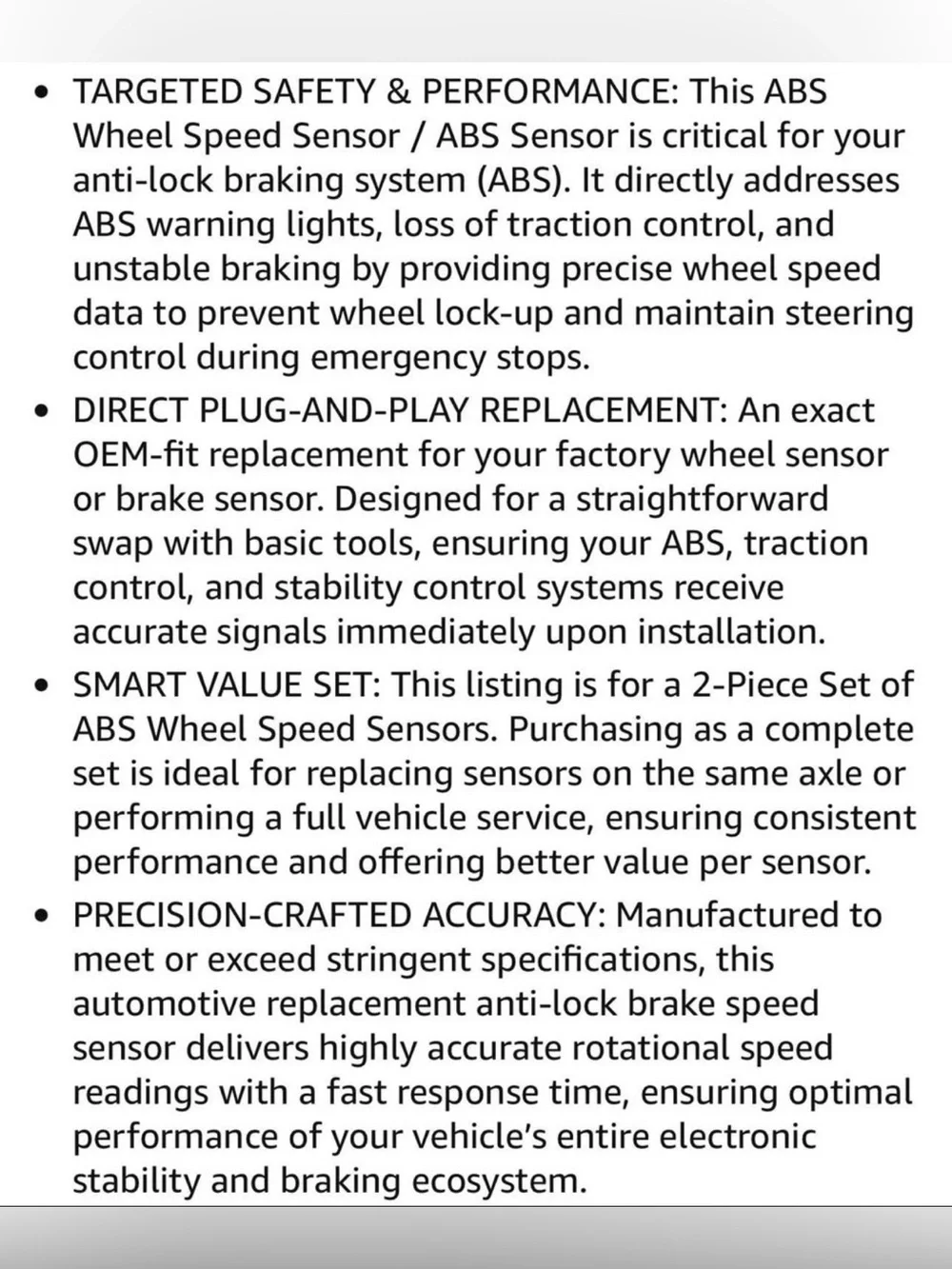 ABS Wheel Speed Sensor - Black